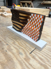 Load image into Gallery viewer, Half Charred Half Tennessee Checkered Micro Waving Flag with Base