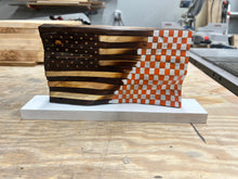 Load image into Gallery viewer, Half Charred Half Tennessee Checkered Micro Waving Flag with Base