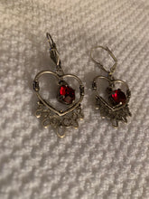Load image into Gallery viewer, READY TO SHIP! Single Stone Silver Swirl Heart Dangle Earrings