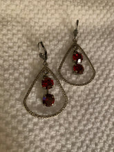 Load image into Gallery viewer, READY TO SHIP! Double Stone Hammered Silver Teardrop Dangle Earrings