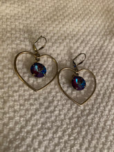 Load image into Gallery viewer, READY TO SHIP! Large Stone Silver Heart Dangle Earrings