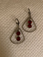 Load image into Gallery viewer, READY TO SHIP! Double Stone Hammered Silver Teardrop Dangle Earrings