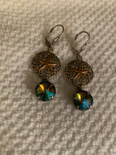 Load image into Gallery viewer, READY TO SHIP! Large Stone Silver And Gold Sand Dollar Dangle Earrings