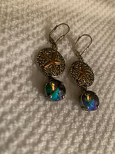 Load image into Gallery viewer, READY TO SHIP! Large Stone Silver And Gold Sand Dollar Dangle Earrings