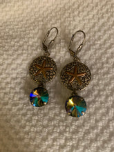 Load image into Gallery viewer, READY TO SHIP! Large Stone Silver And Gold Sand Dollar Dangle Earrings