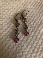 Load image into Gallery viewer, READY TO SHIP! Double Small Stone Antique Silver Triangle Dangle Earrings