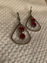 Load image into Gallery viewer, READY TO SHIP! Double Stone Hammered Silver Teardrop Dangle Earrings