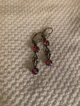 Load image into Gallery viewer, READY TO SHIP! Double Small Stone Antique Silver Triangle Dangle Earrings