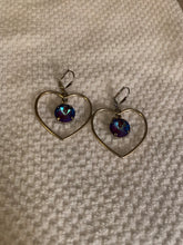 Load image into Gallery viewer, READY TO SHIP! Large Stone Silver Heart Dangle Earrings