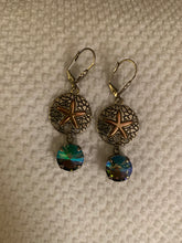 Load image into Gallery viewer, READY TO SHIP! Large Stone Silver And Gold Sand Dollar Dangle Earrings