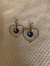 Load image into Gallery viewer, READY TO SHIP! Large Stone Silver Heart Dangle Earrings