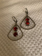 Load image into Gallery viewer, READY TO SHIP! Double Stone Hammered Silver Teardrop Dangle Earrings