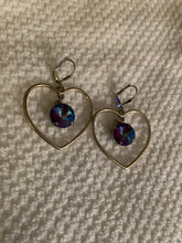 Load image into Gallery viewer, READY TO SHIP! Large Stone Silver Heart Dangle Earrings
