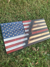 Load image into Gallery viewer, READY TO SHIP! 2ft Rustic Split Thin Red Line Wood American Flag