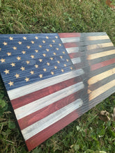 Load image into Gallery viewer, READY TO SHIP! 2ft Rustic Split Thin Red Line Wood American Flag