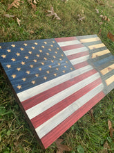 Load image into Gallery viewer, READY TO SHIP! 2ft Rustic Split Thin Blue Line Wood American Flag