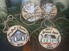 Load image into Gallery viewer, Our First Home Painted Wood Slice Ornament