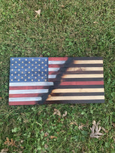 Load image into Gallery viewer, READY TO SHIP! 2ft Rustic Split Thin Red Line Wood American Flag