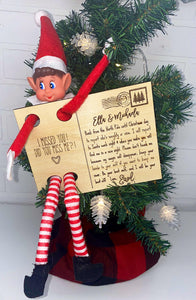 Welcome Back Elf Wooden Postcard