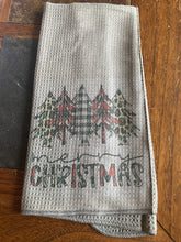 Load image into Gallery viewer, READY TO SHIP! Soft Waffle Knit Kitchen Towel: Merry Christmas Trees
