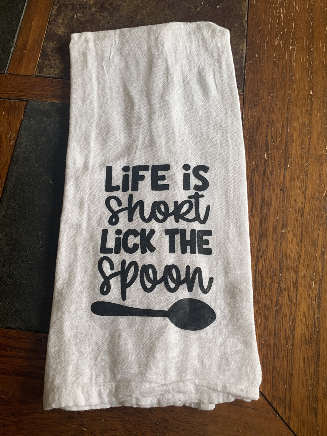 READY TO SHIP! Soft Flour Sack Kitchen Towel: Lick The Spoon