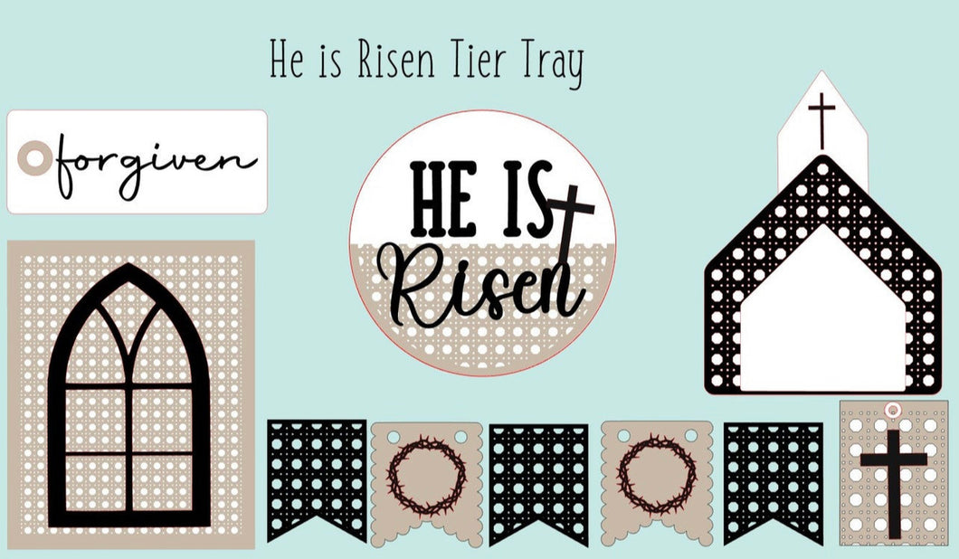 He Is Risen Tiered Tray Decor Set