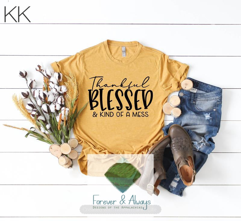 Thankful Blessed And Kind Of A Mess Top