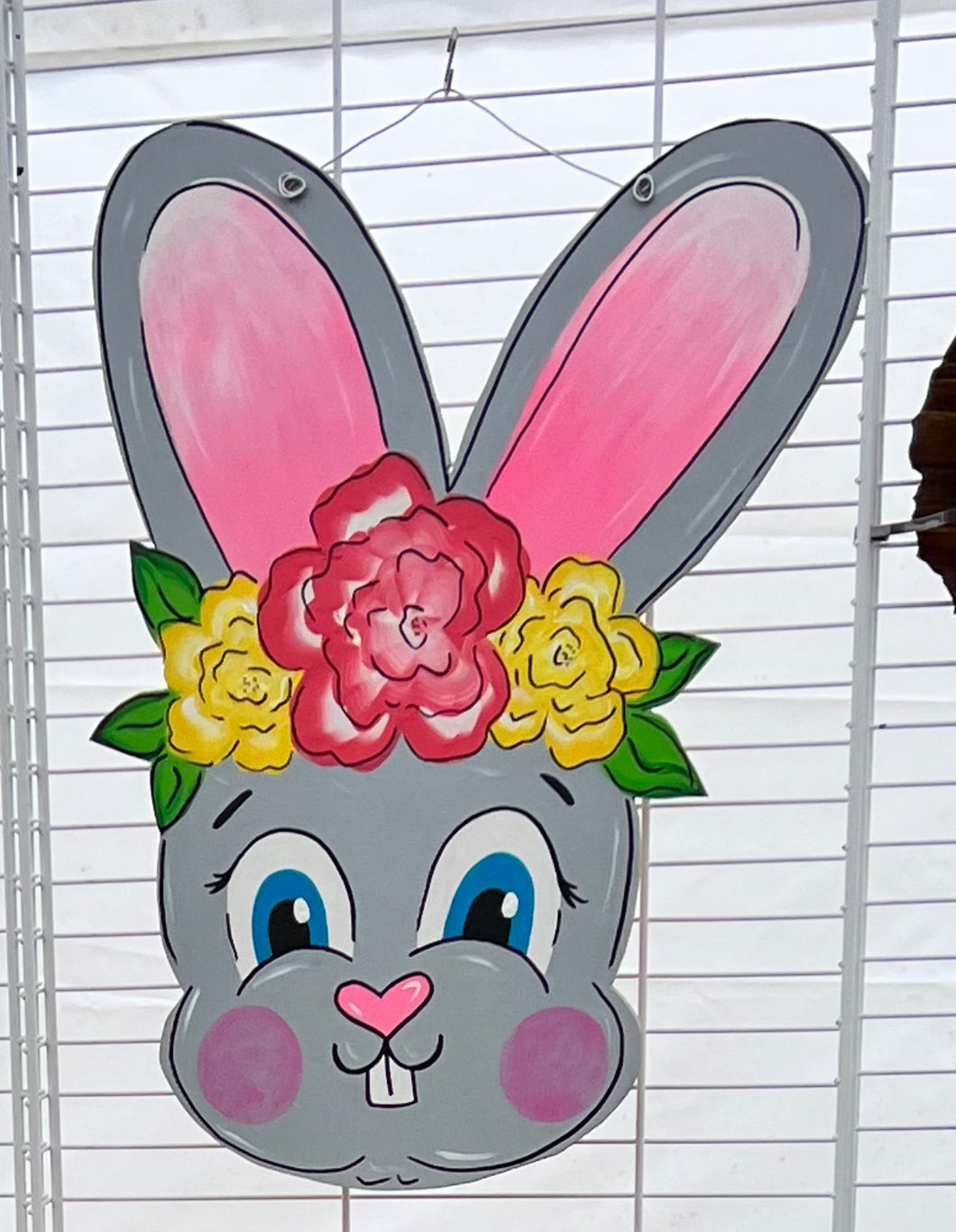 Floral Crown Bunny Door Hanger