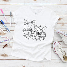 Load image into Gallery viewer, Kid&#39;s Coloring Shirt- Cutest Reindeer
