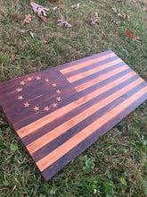 Load image into Gallery viewer, READY TO SHIP! 2ft Rustic Betsy Ross Union Charred Wood American Flag
