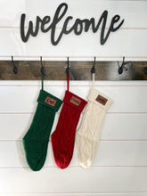 Load image into Gallery viewer, Custom Engraved Leather Patch Knit Stockings
