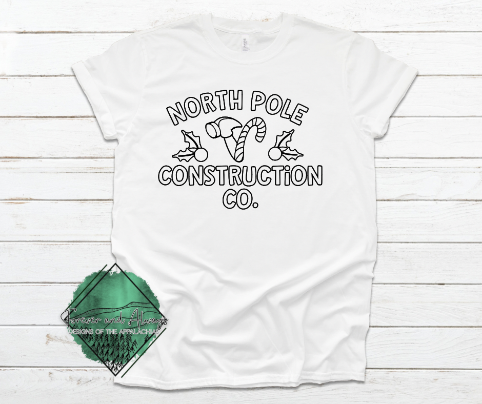 Kid's Coloring Shirt- North Pole Construction Co