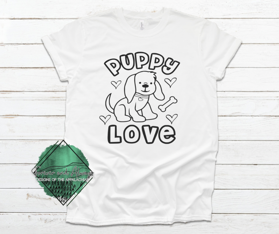 Kid's Coloring Shirt- Puppy Love