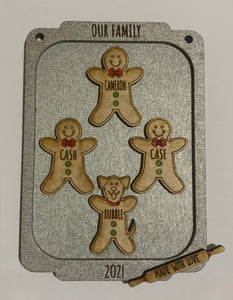 Gingerbread Cookie Family Baking Sheet Ornament