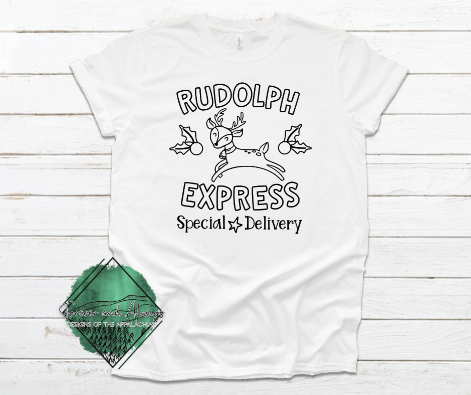 Kid's Coloring Shirt- Rudolph Express