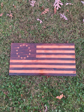 Load image into Gallery viewer, READY TO SHIP! 2ft Rustic Betsy Ross Union Charred Wood American Flag
